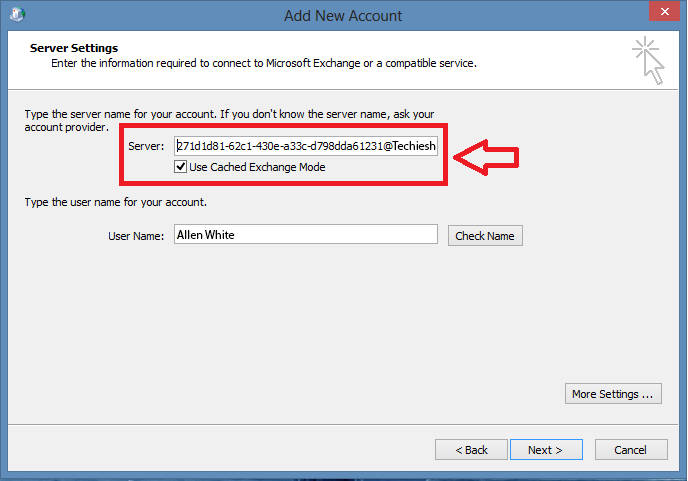 Exchange 2013 Outlook Client Shows Numbers Instead Of Server Name